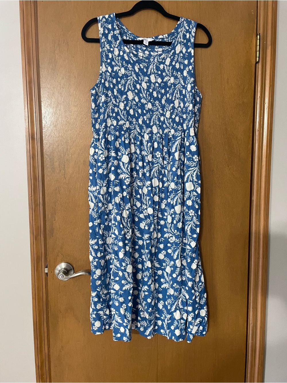 croft & barrow Blue and White Floral Smocked Sundress